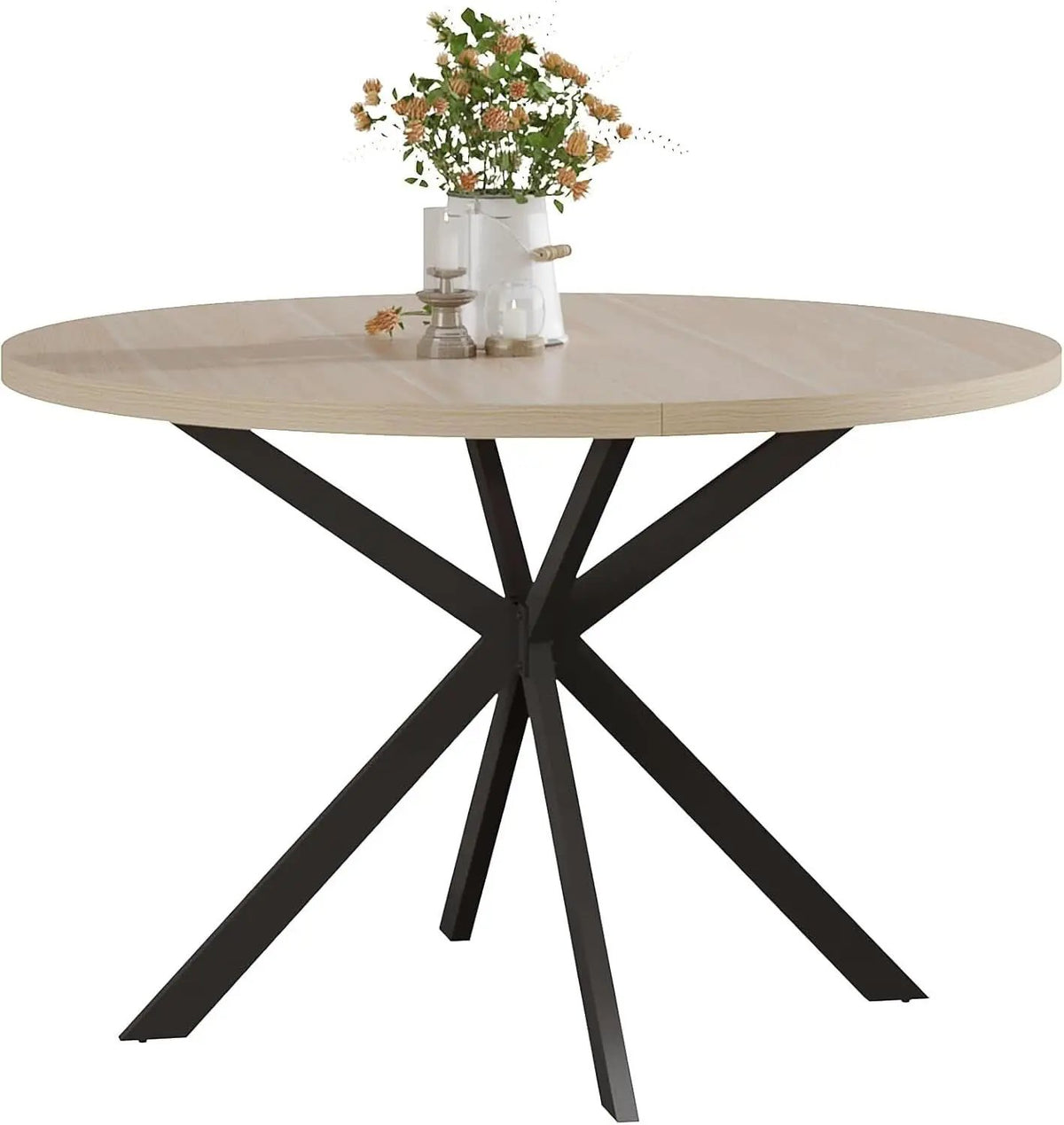 Round 47 Inch Circular Dining Table Natural Oak Finish from PriceLows™