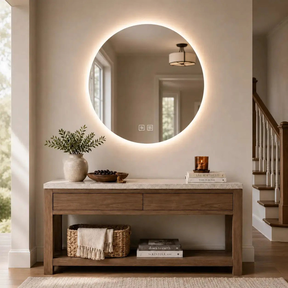 Round Backlit Bathroom Vanity Mirror Dimmable Lights Value