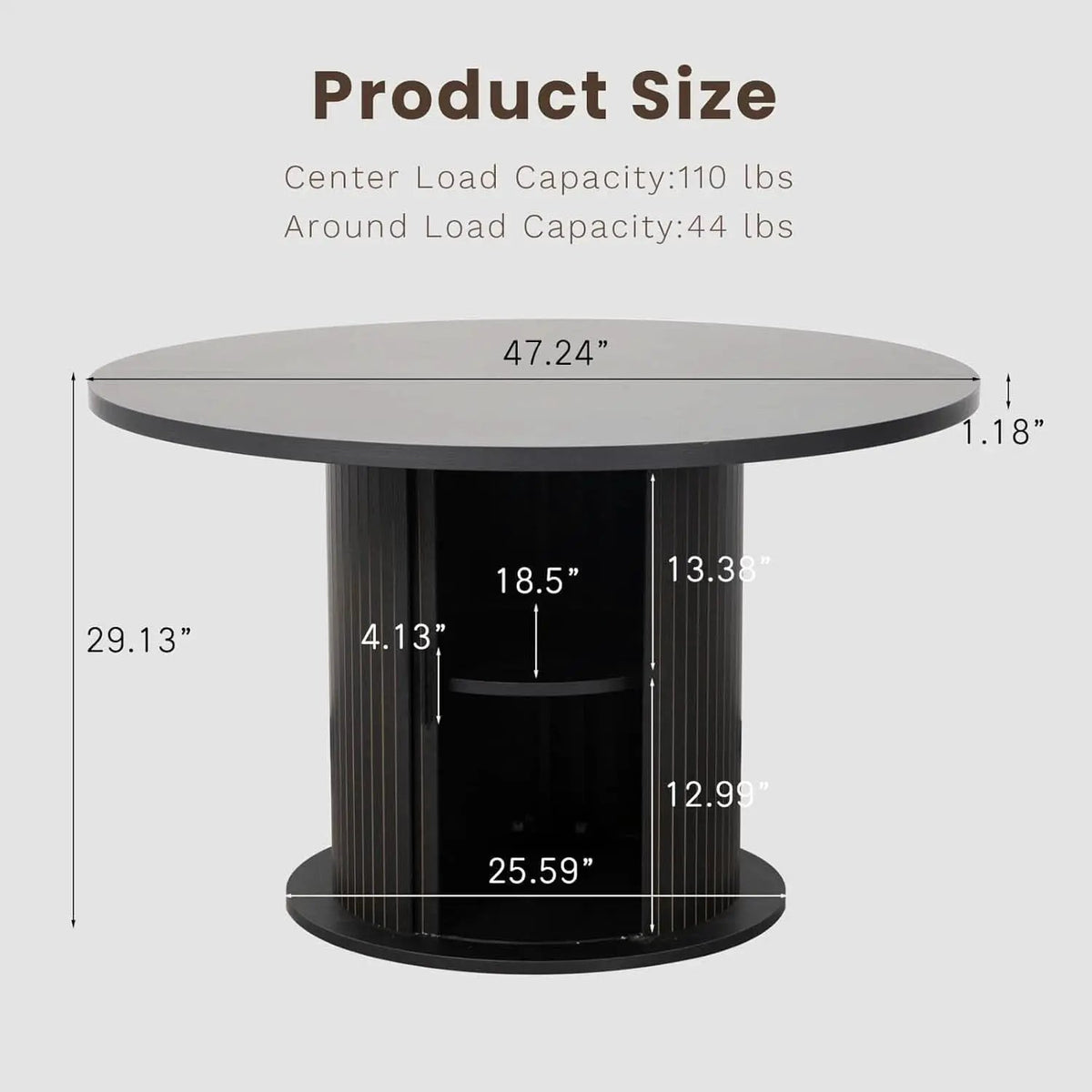 Round Dining Table Featuring Concealed Storage Black from PriceLows™