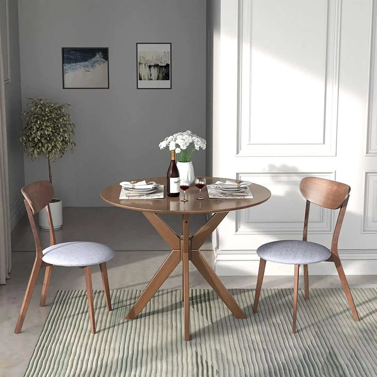 Round Dining Table Set 36 Inch With Cushioned Chairs from PriceLows™