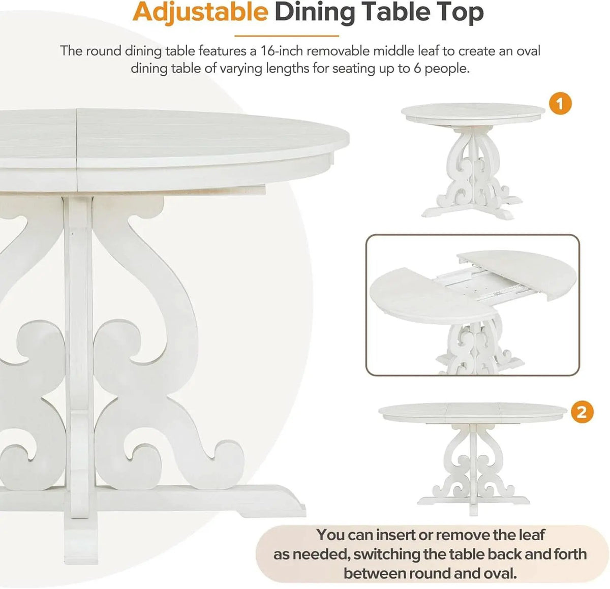 Round Solid Wood Dining Table Set Four from PriceLows™