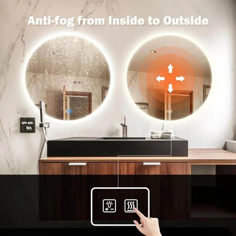 Round Backlit LED BATHROOMS Vanity Mirrors With Dimmable Lights from PriceLows™