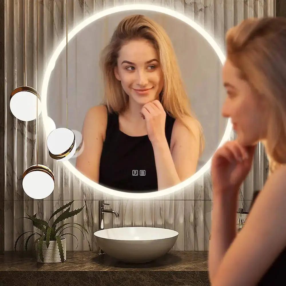 Round Backlit LED BATHROOMS Vanity Mirrors With Dimmable Lights from PriceLows™
