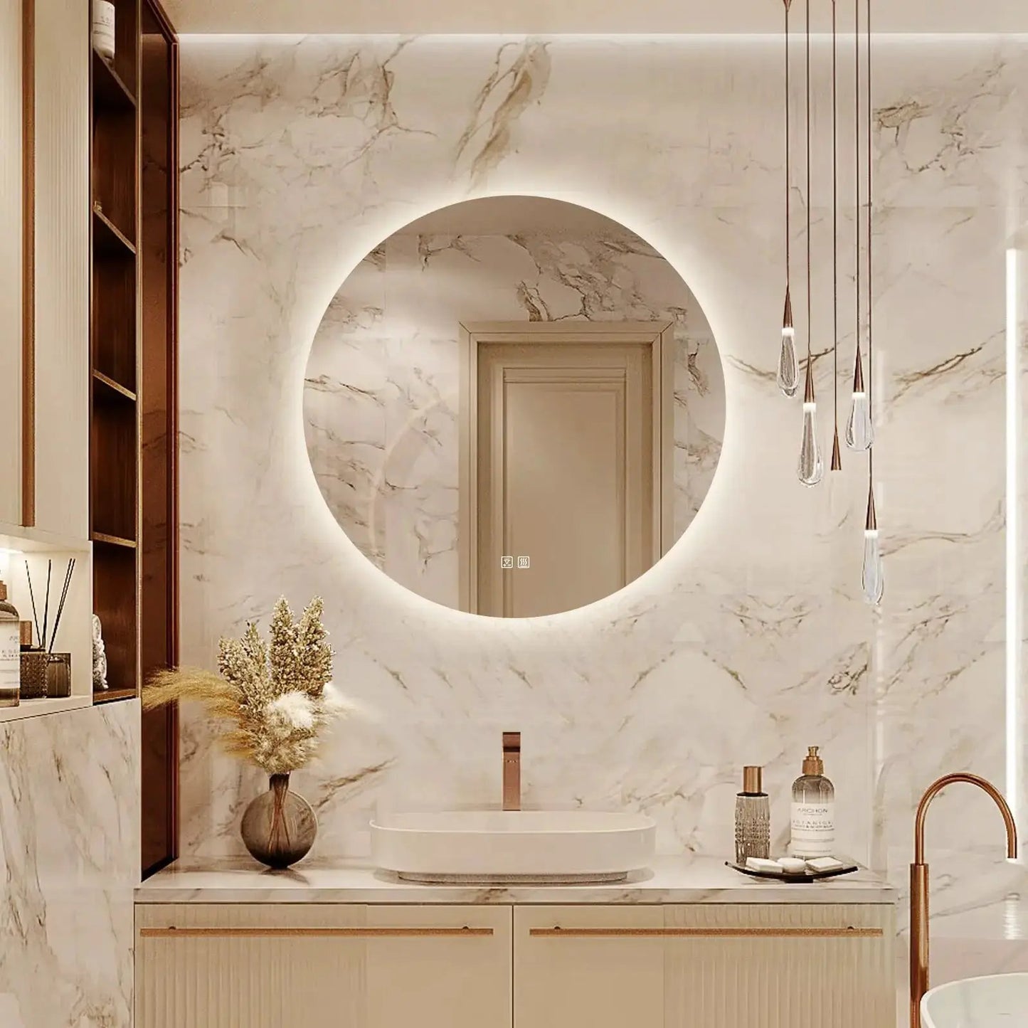 Round Backlit LED BATHROOMS Vanity Mirrors With Dimmable Lights from PriceLows™