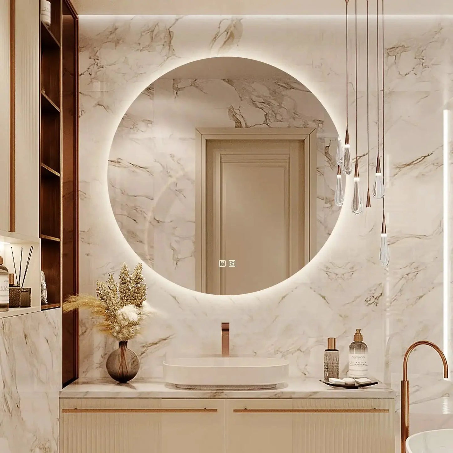 Round Backlit LED BATHROOMS Vanity Mirrors With Dimmable Lights from PriceLows™