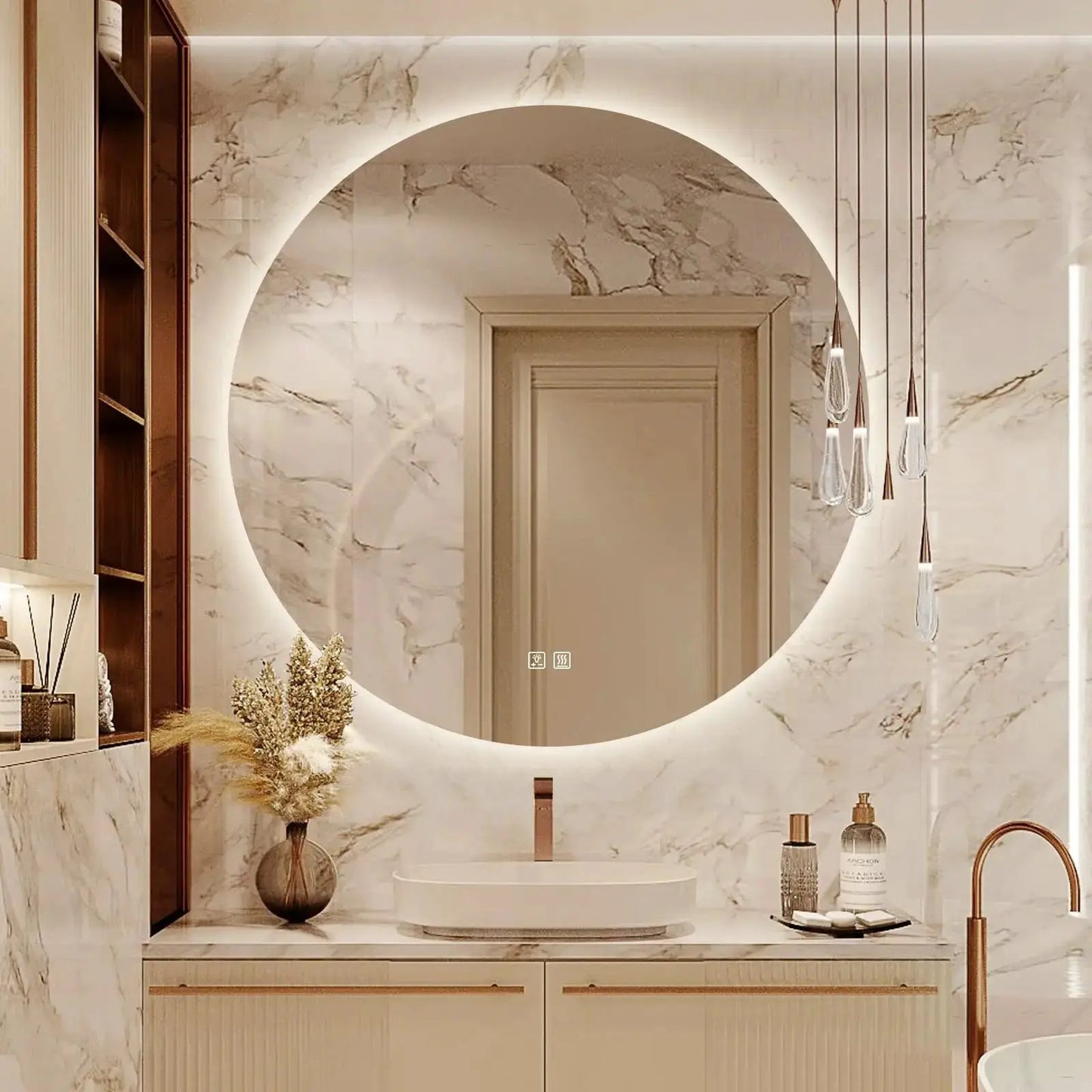 Round Backlit LED BATHROOMS Vanity Mirrors With Dimmable Lights from PriceLows™