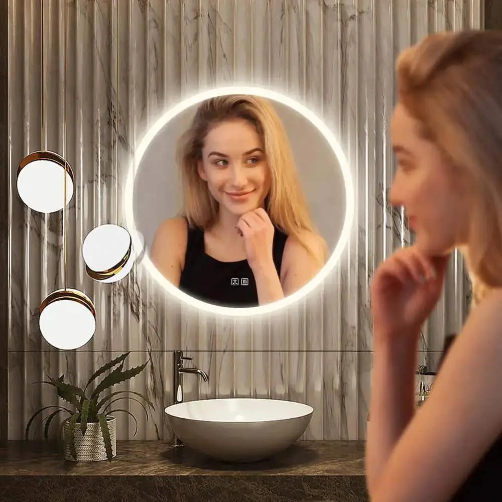 Round LED Bathroom Vanity Mirror With Dimmable Lights from PriceLows™
