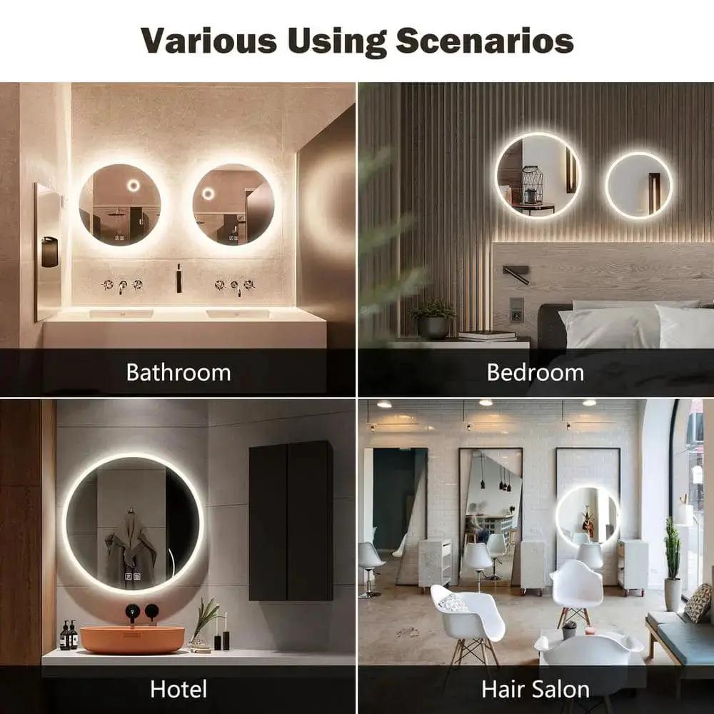 Round LED Bathroom Vanity Mirror With Dimmable Lights from PriceLows™