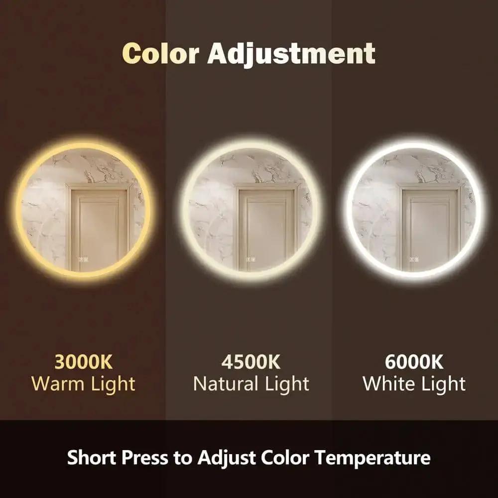 Round LED Bathroom Vanity Mirror With Dimmable Lights from PriceLows™