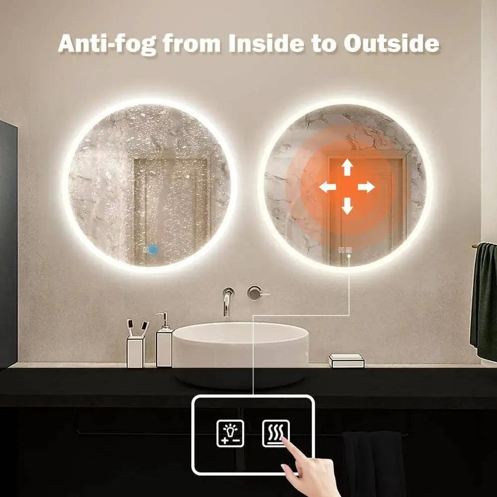 Round LED Bathroom Vanity Mirror With Dimmable Lights from PriceLows™