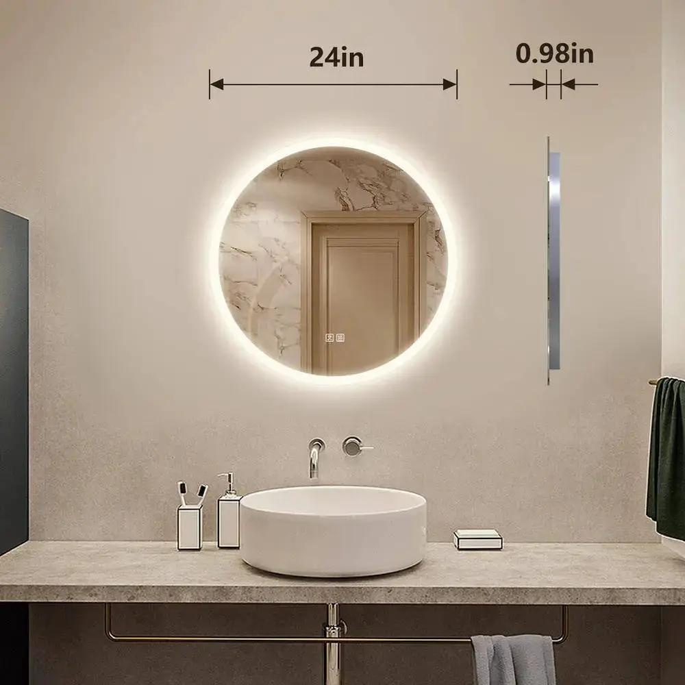 Round LED Bathroom Vanity Mirror With Dimmable Lights from PriceLows™