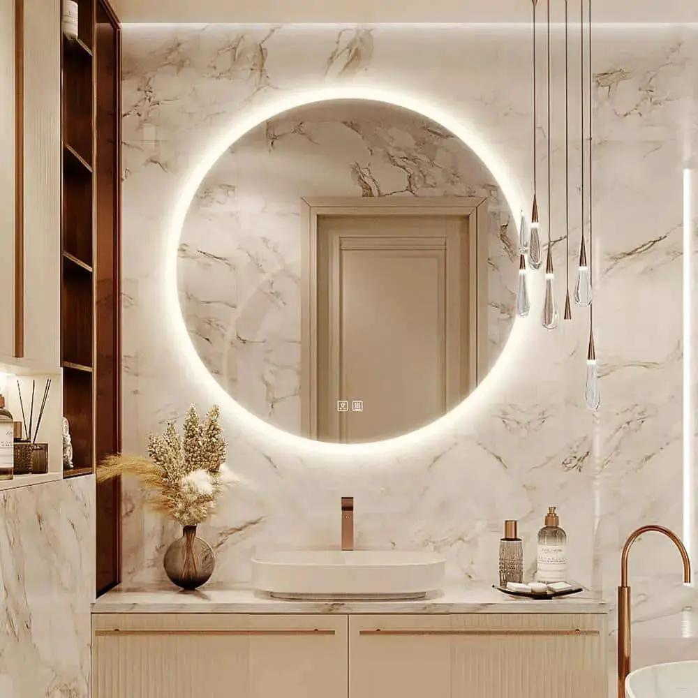 Round LED Bathroom Vanity Mirror With Dimmable Lights from PriceLows™
