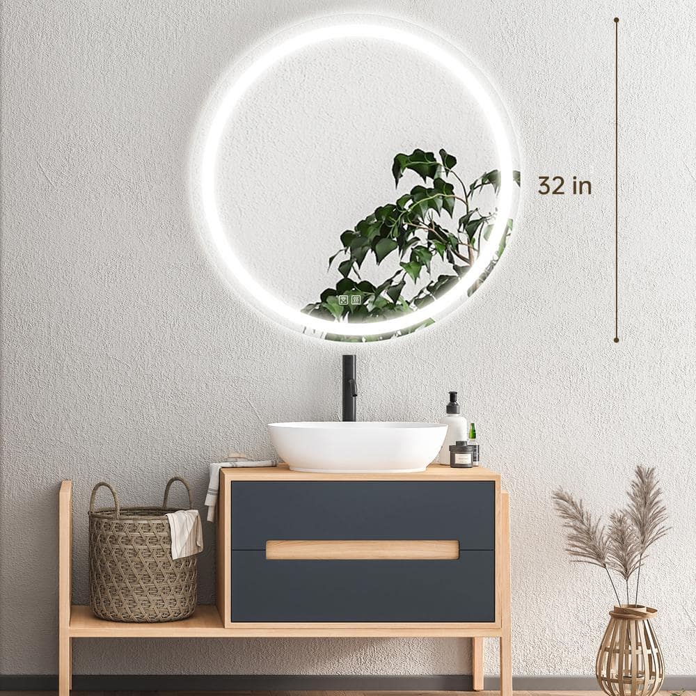 Round Led Mirror Bathroom Vanity Mirror With Dimmable Lights from PriceLows™