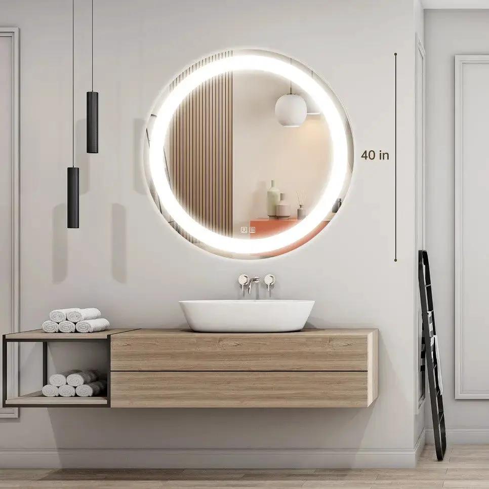 Round Led Mirror Bathroom Vanity Mirror With Dimmable Lights from PriceLows™