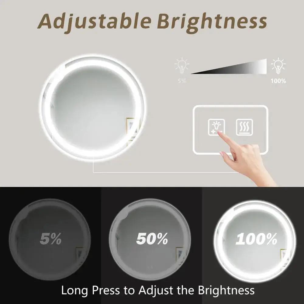 Round Led Mirror Bathroom Vanity Mirror With Dimmable Lights from PriceLows™