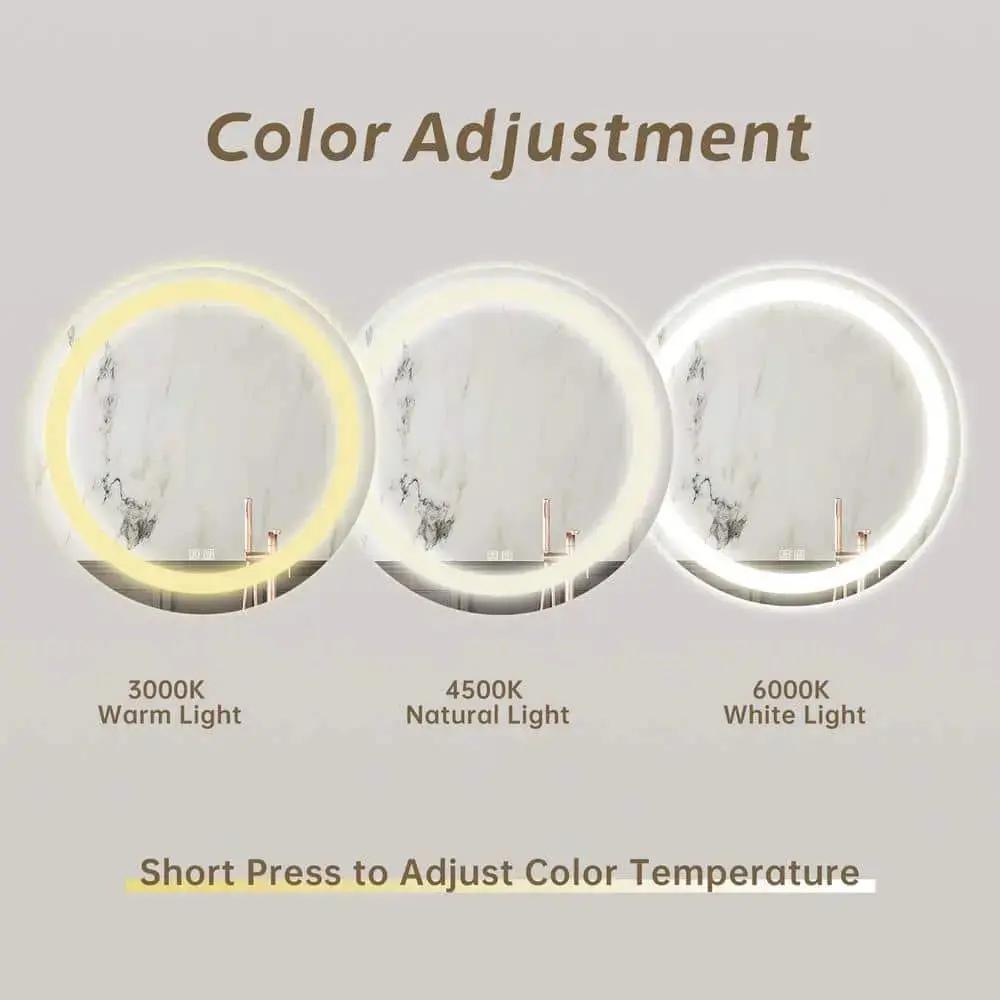 Round Led Mirror Bathroom Vanity Mirror With Dimmable Lights from PriceLows™