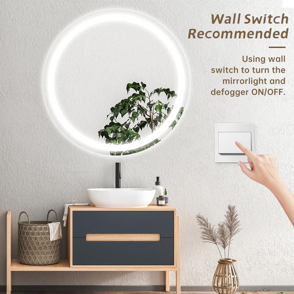 Round Led Mirror Bathroom Vanity Mirror With Dimmable Lights from PriceLows™