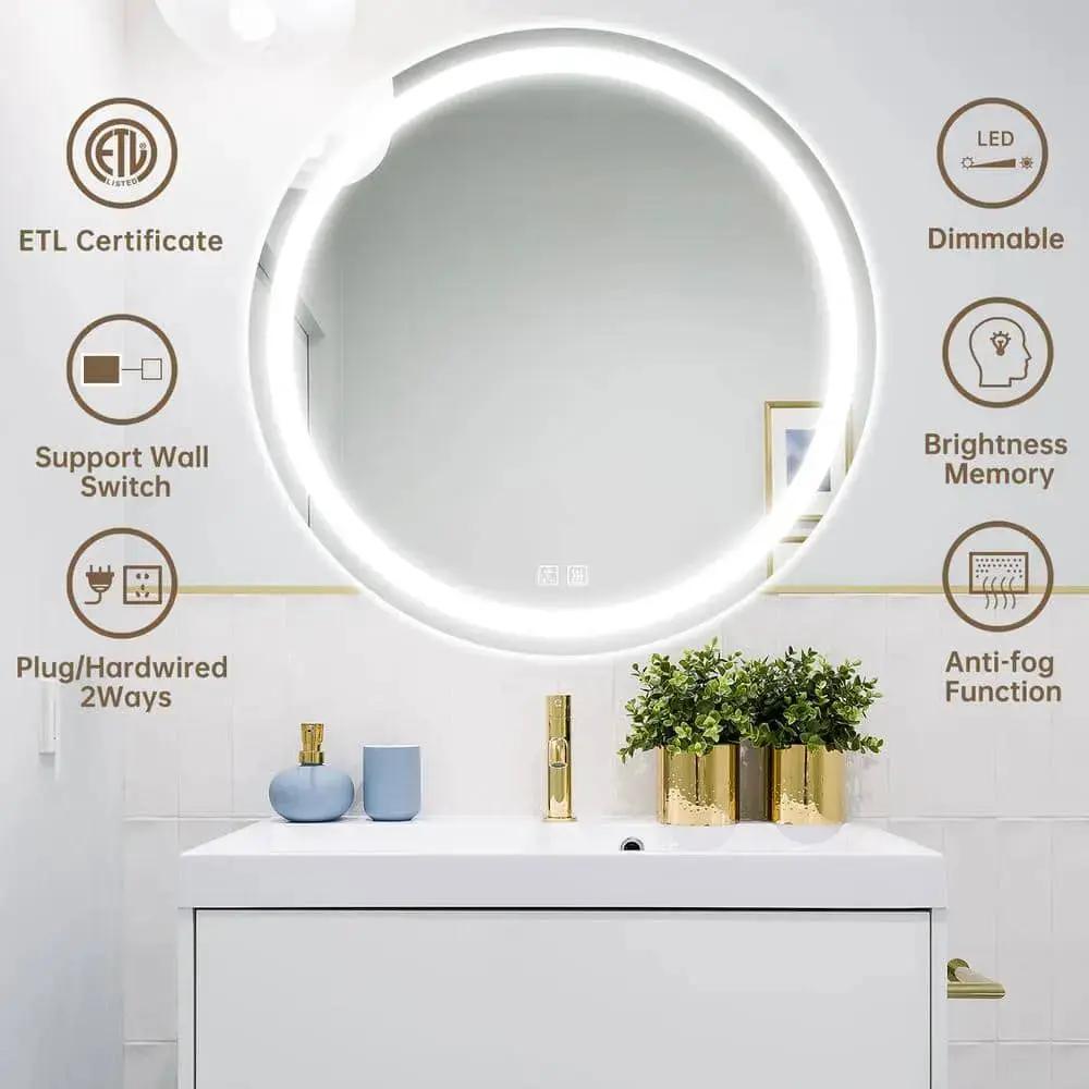 Round Led Mirror Bathroom Vanity Mirror With Dimmable Lights from PriceLows™