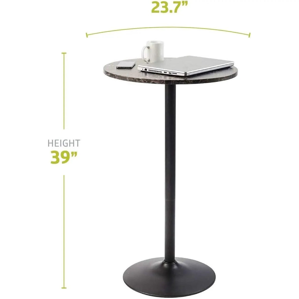 Round Pub Table With Faux Marble Top And Black Metal Base from PriceLows™