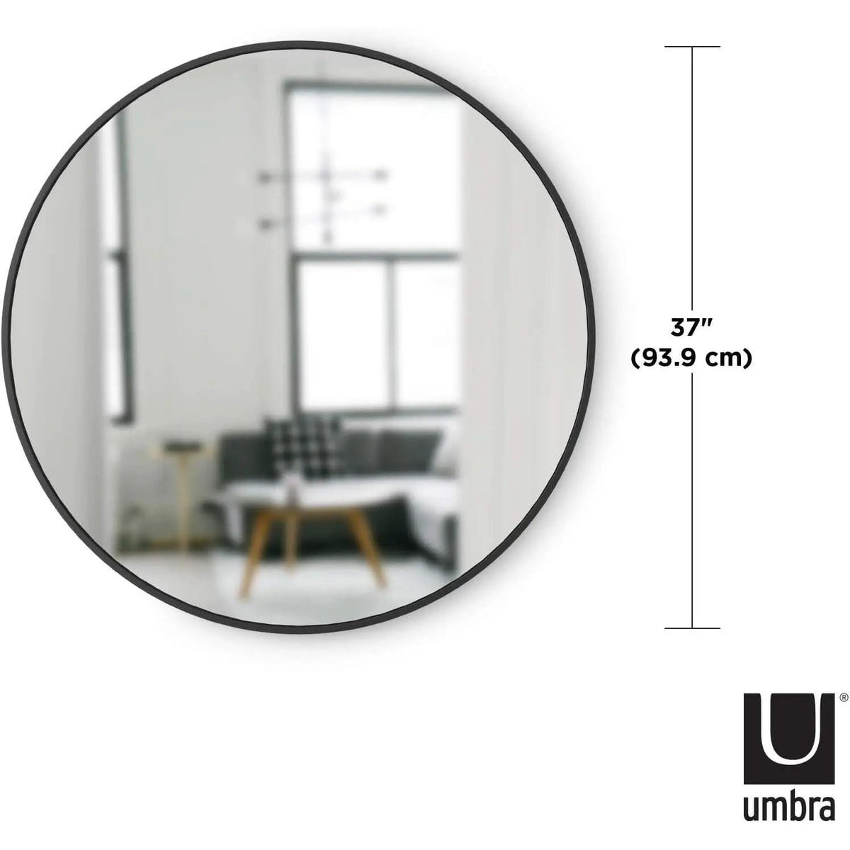 Round Rubber Wall Mirror 37 Inch Diameter With Protective Rubber Frame from PriceLows™