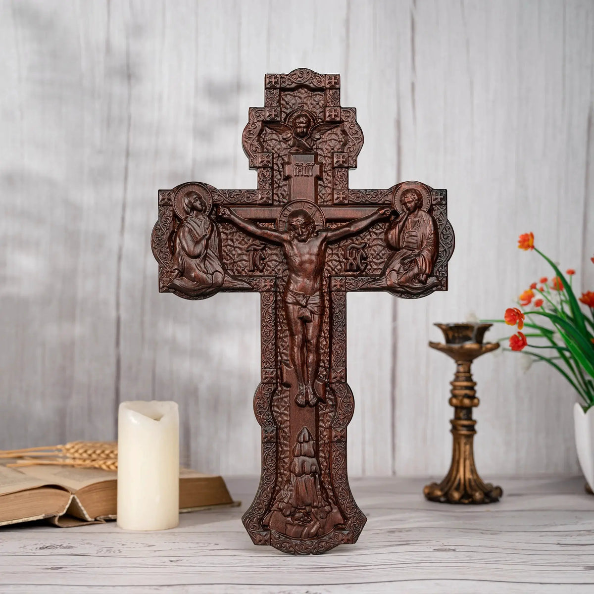 Russian Orthodox Cross | Hand Carved Beech | PriceLows™