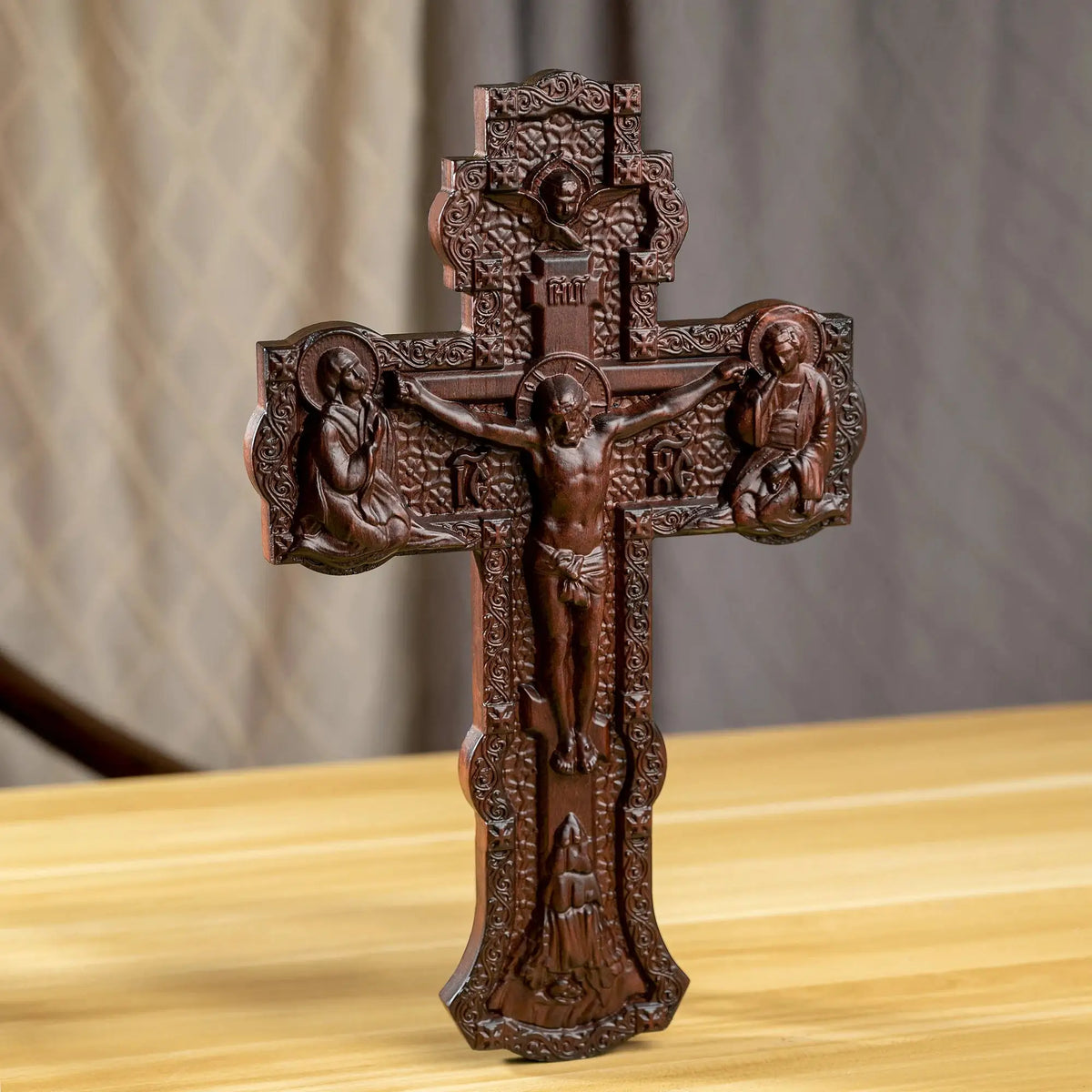 Russian Orthodox Cross | Hand Carved Beech | PriceLows™
