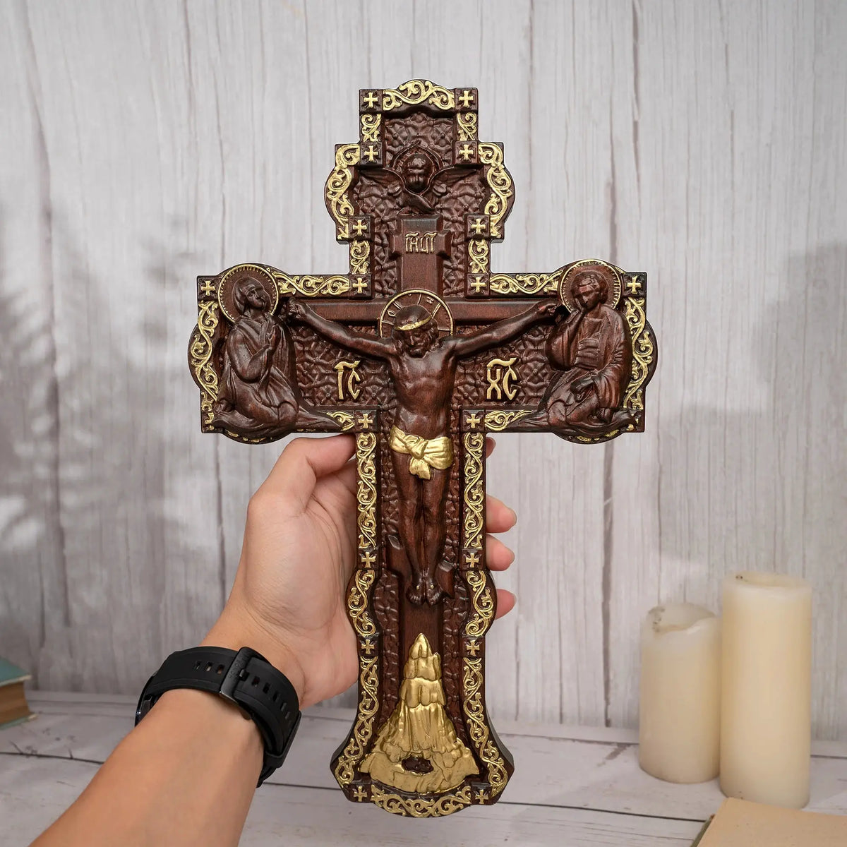 Russian Orthodox Cross | Hand Carved Beech | PriceLows™