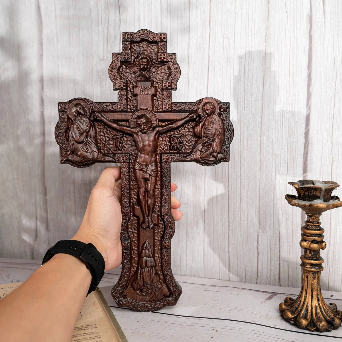 Russian Orthodox Cross | Hand Carved Beech | PriceLows™