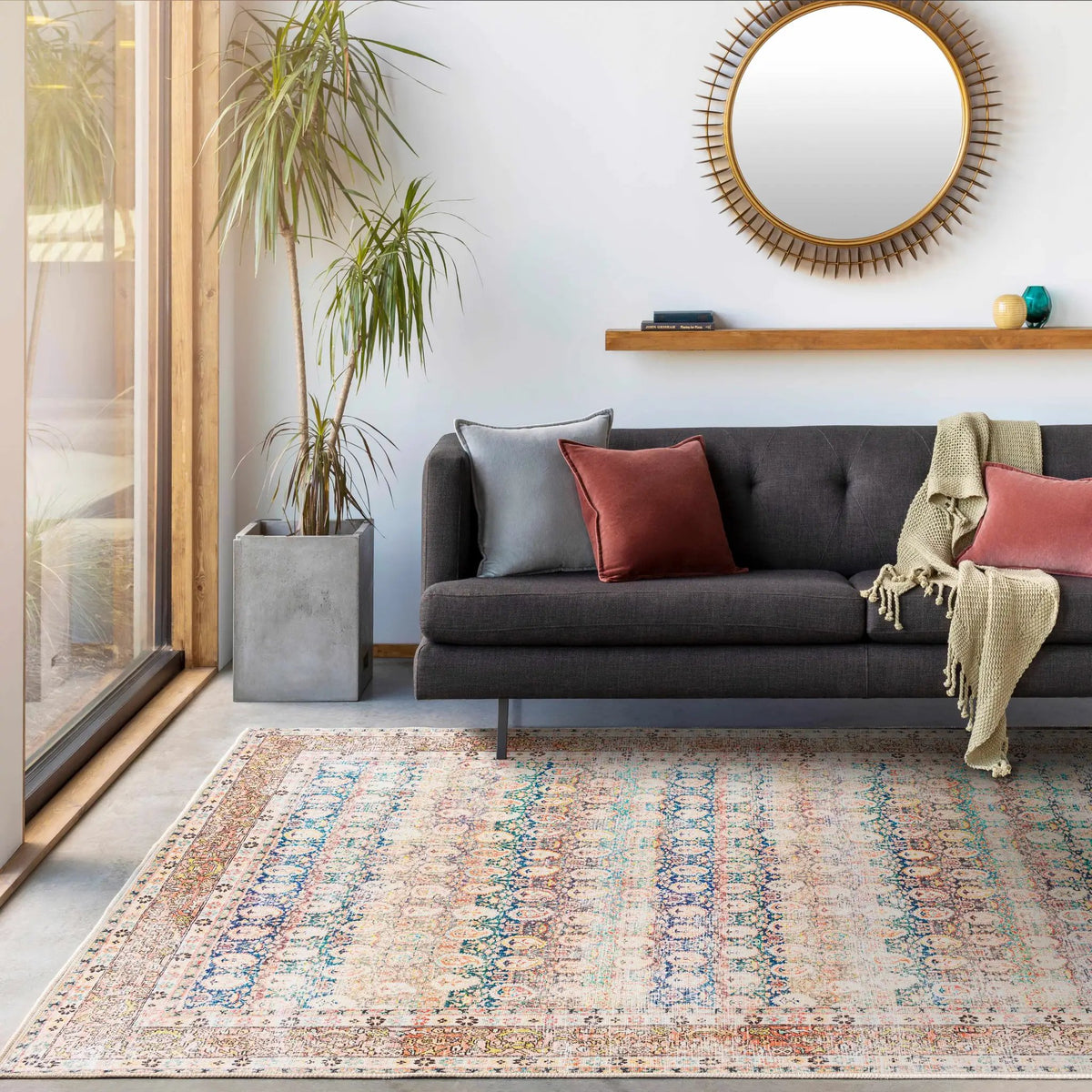 Rust Maligaya Distressed Washable Area Rug from PriceLows™