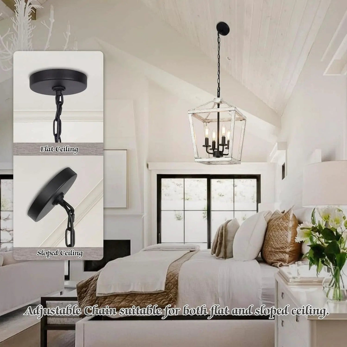 Rustic 4 Light Chandelier With Brushed White Oak Finish from PriceLows™