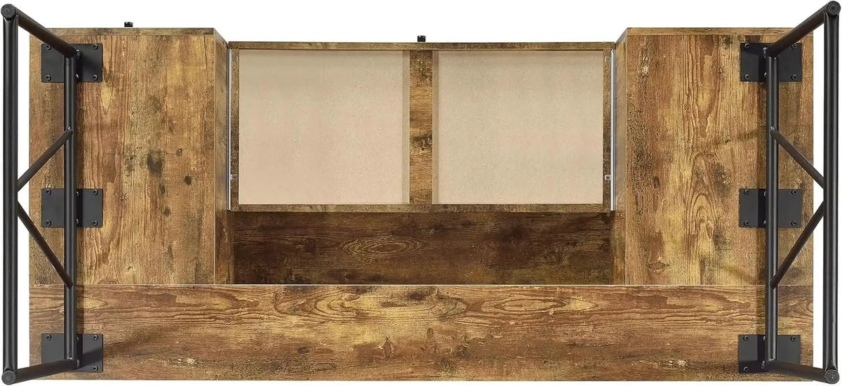 Rustic 63 Inch Writing Desk with Four Storage Drawers from PriceLows™