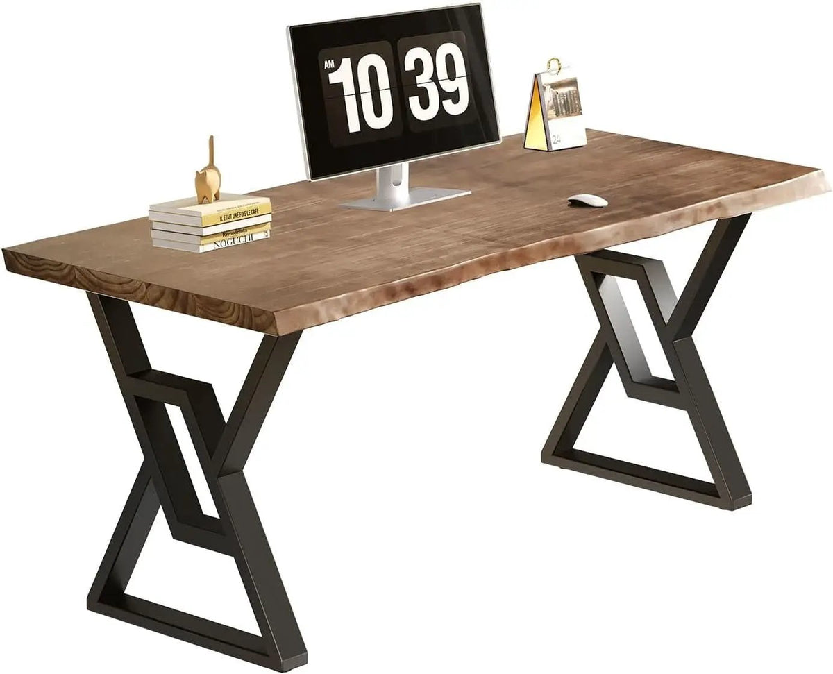 Rustic Brown 55 Inch Solid Wood Computer Desk Home Office from PriceLows™