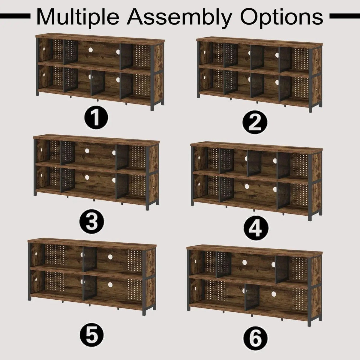 Rustic Brown 63 Inch Bookshelf Cube Storage Five In One from PriceLows™