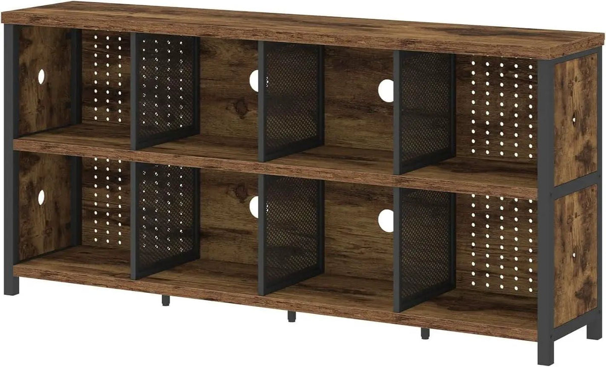 Rustic Brown 63 Inch Bookshelf Cube Storage Five In One from PriceLows™