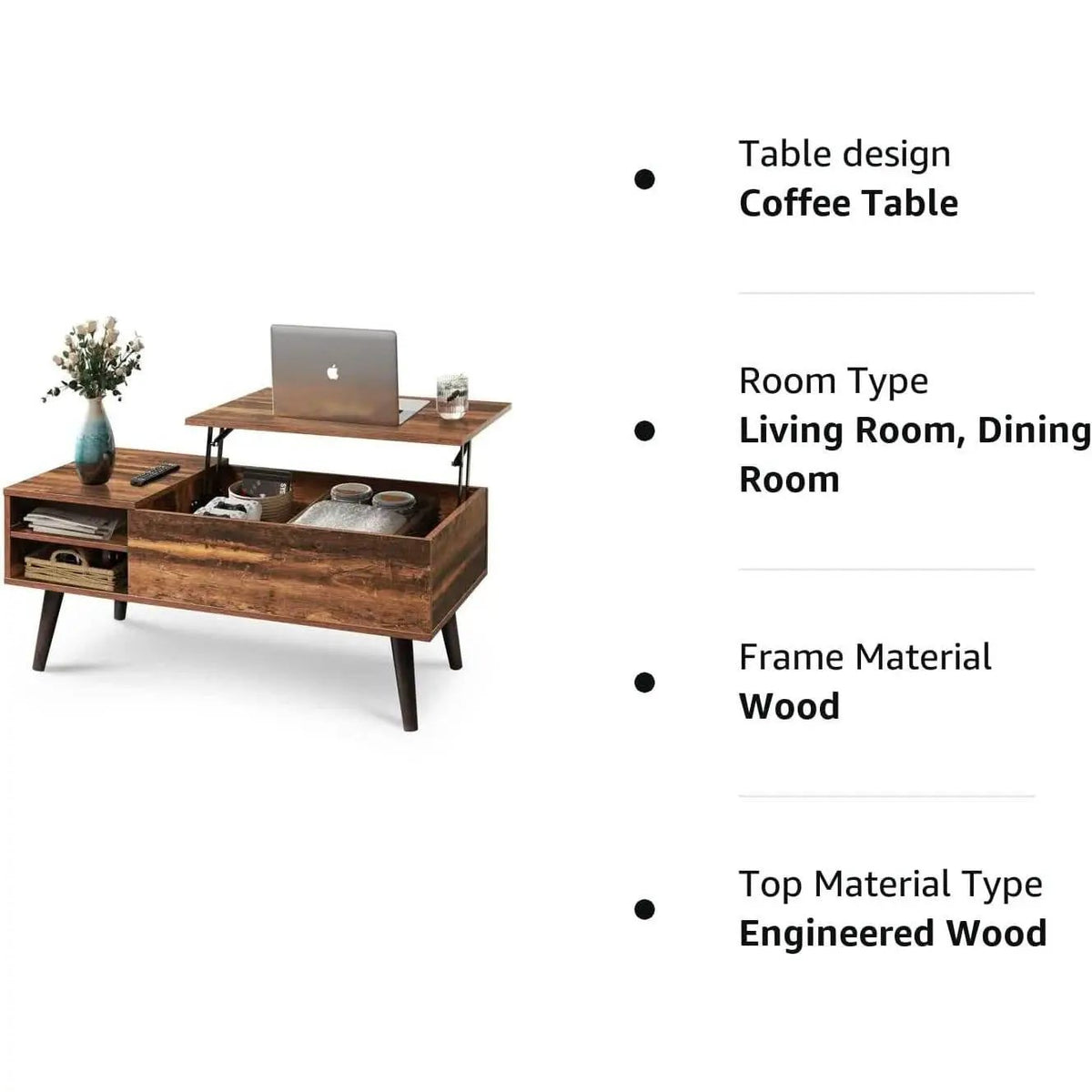 Rustic Brown Lift Top Coffee Table With Built In Storage from PriceLows™