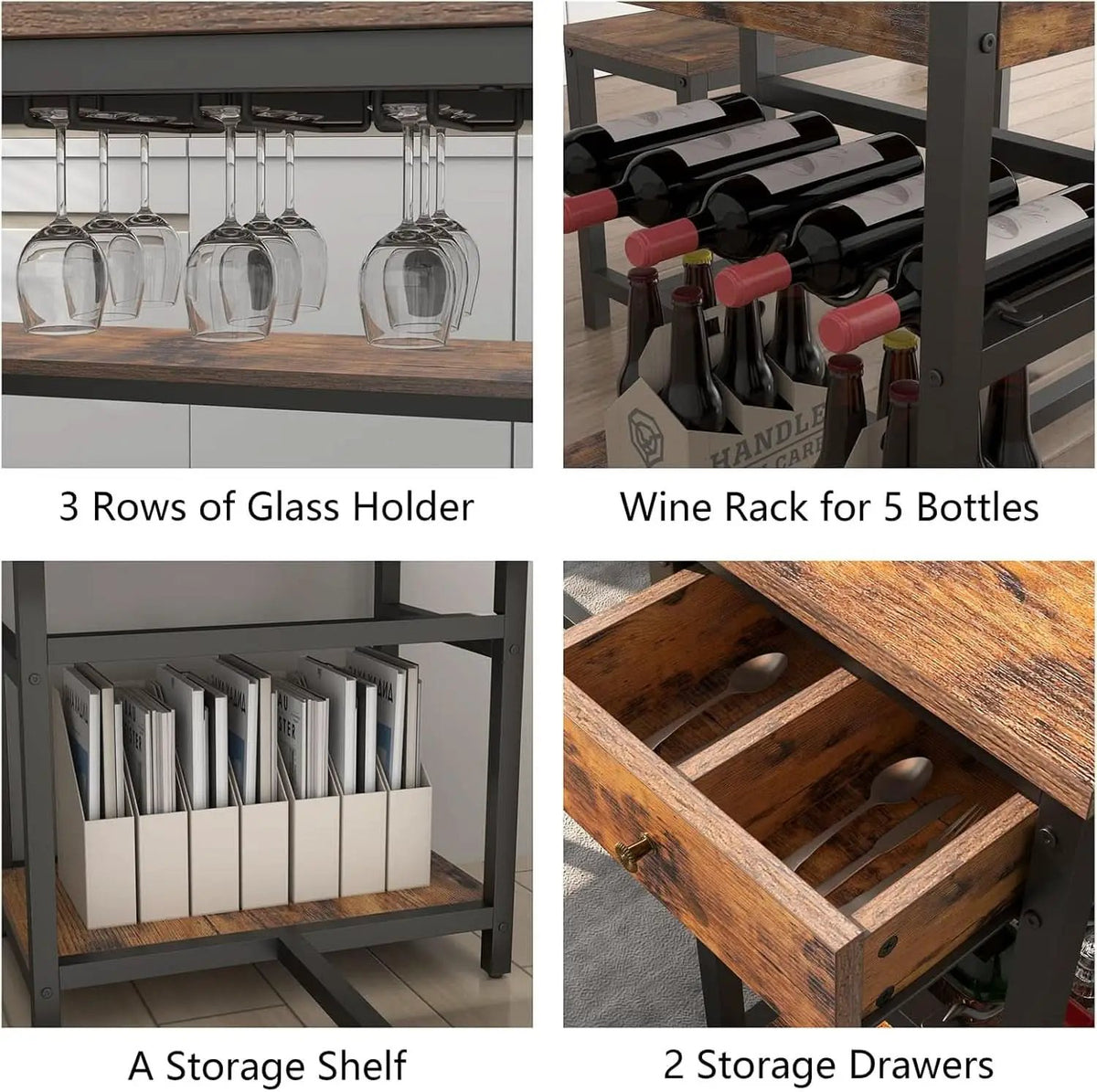 Rustic Dining Table Set For 4 To 6 With Storage Drawer from PriceLows™
