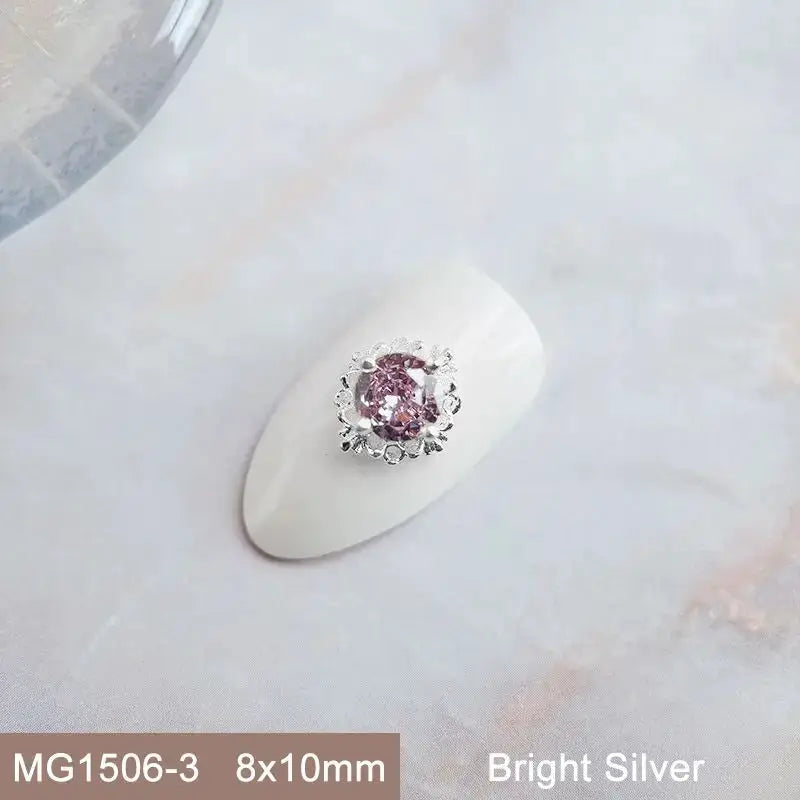 10pcs Pink Black Blue Oval Drop Round Zircon Bright Silver Nails Jewelry Decorations Nail Art Accessories Charms Parts Supplies from PriceLows™