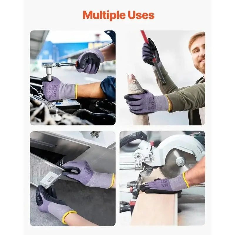 Work Gloves 12 Pairs Touch Screen Nitrile-Coated Garden Construction Gloves from PriceLows™