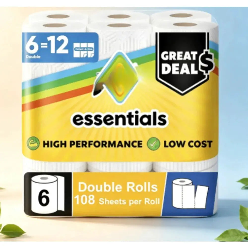 White Paper Towels | Select A Size | 108 Sheets Per Roll | 6 Double Rolls