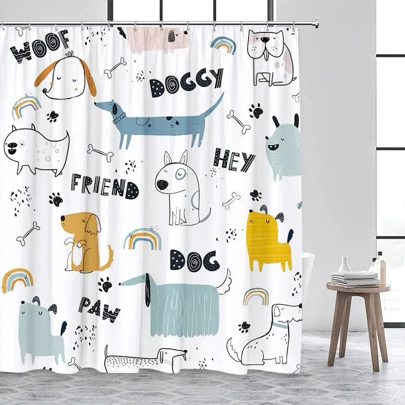Shower Curtain Cute Cartoon Ocean Animal Print Waterproof Polyester Bath Curtain, Kids Positive Affirmation Dog Bathroom Decor w from PriceLows™