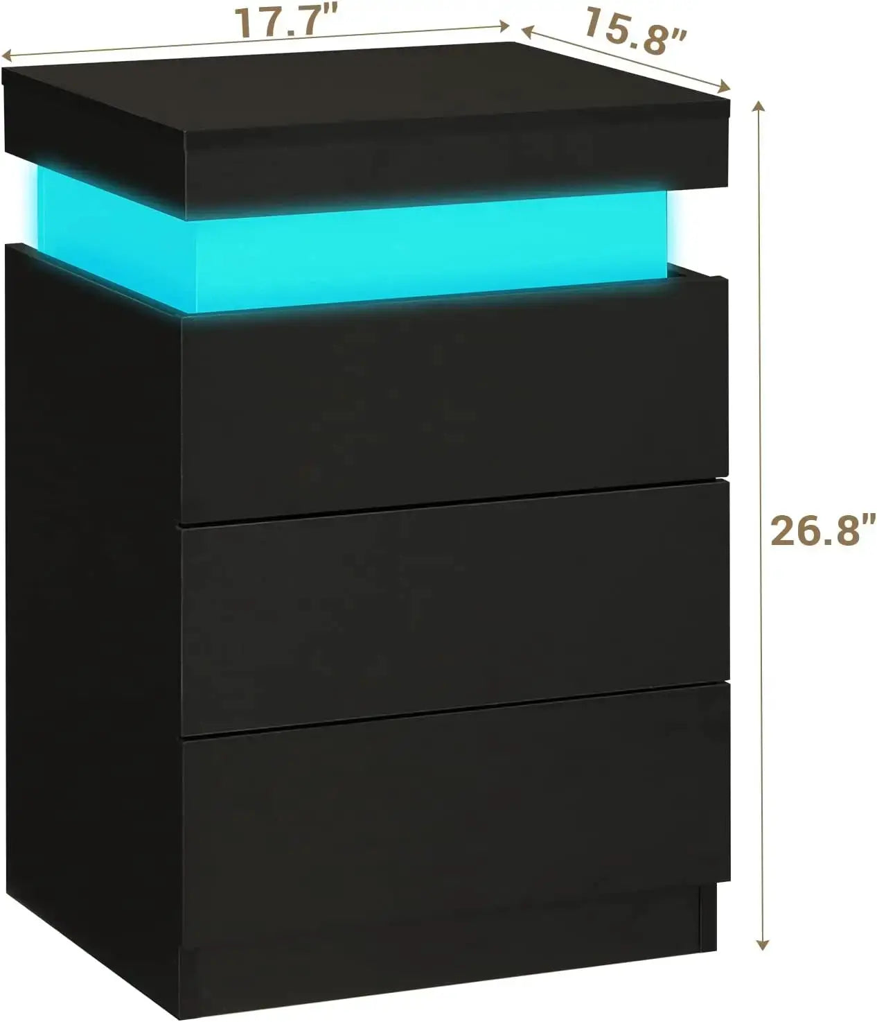 LED Nightstand with Charging Station, Sliding Top Drawer, Modern Bedside Table, Black from PriceLows™