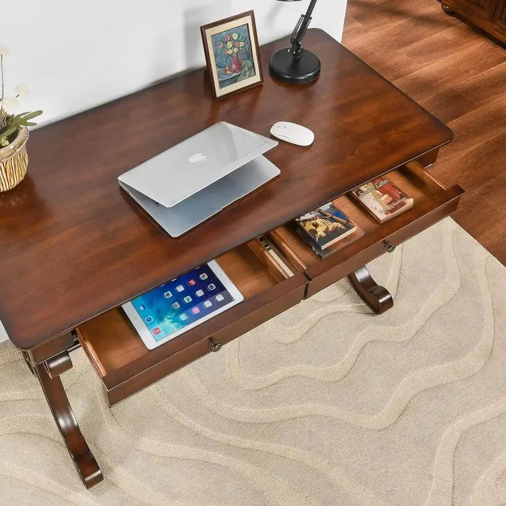 Large Curved Leg Laptop Desk with Storage Drawers, 47.2 Workstation for Home Office or Study, Easy Assembly Vanity Table SSZD003 from PriceLows™