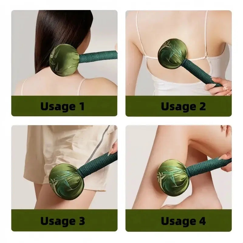 Long Handled Wormwood Massage Hammer | Green Yellow Purple | Full Body Stress Relief Tool
