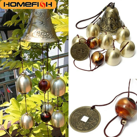 6 Copper Bells Outdoor Metal Wind Chimes - Decorative Hanging Ornament for Yard & Garden, Ideal for Home Outdoor Decorati from PriceLows™