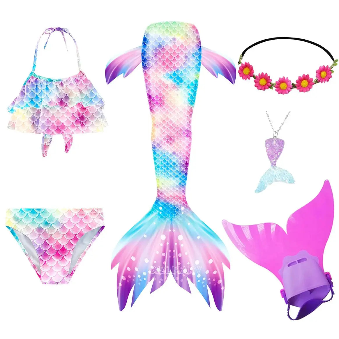 Mermaid Costume for Girl Mermaid Tail for Swimming Can Add Monofin Fin Girls Ariel Mermaid Costumes Cosplay Birthday Gift from PriceLows™