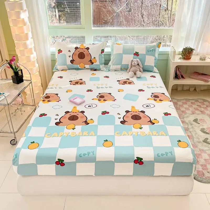 Cartoon Astronaut Fitted Sheet, Cute Astronaut with Rocket Bedding for Kids Boys,Cotton Outer Space Explorer Theme Bed Sheet from PriceLows™