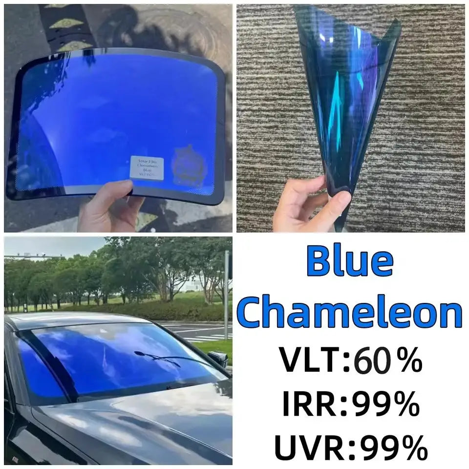 Width50/76/100cm 60% Blue Chameleon Film Car Window Color Chanage Tint Glass Sticker Solar Decorative Protective Foils from PriceLows™