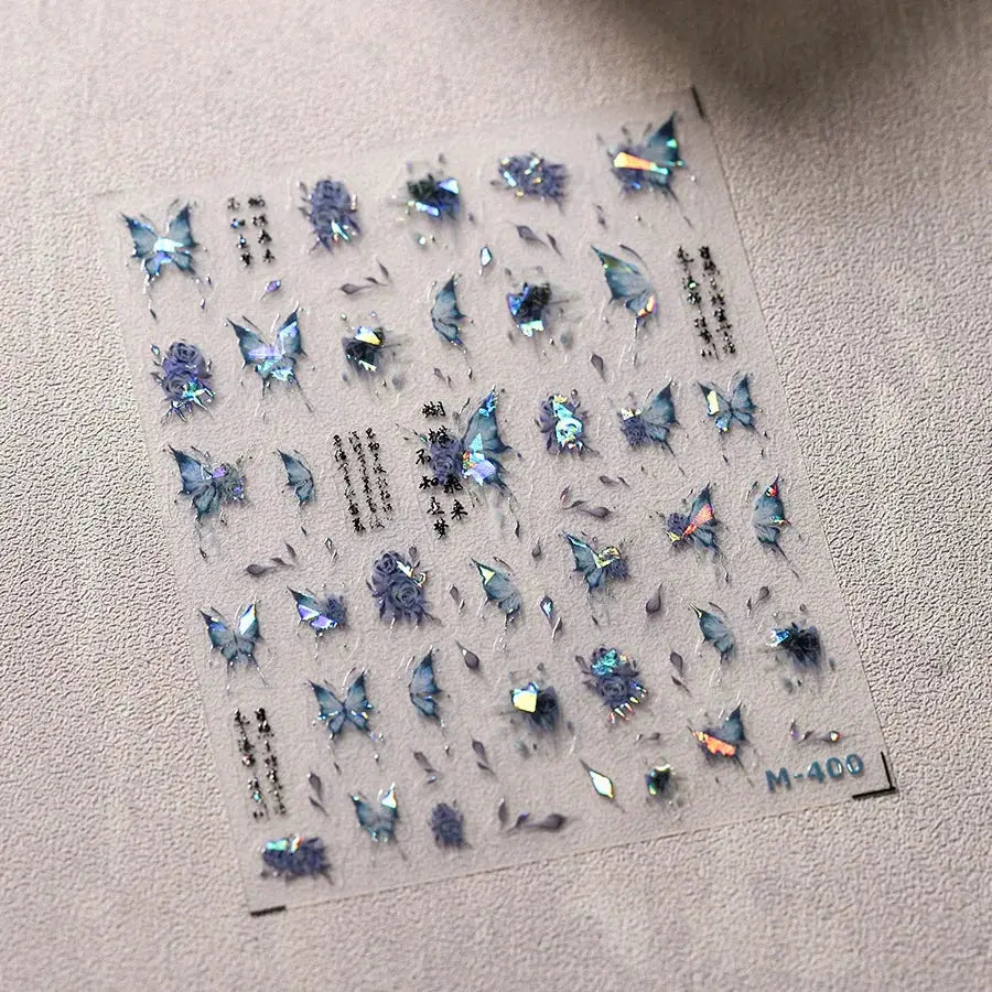 1Pcs 5D Embossed Aurora Butterfly Nail Art Stickers Self Adhesive Decals For Nails Decoration DIY 3D Acrylic Nail Supplies Parts from PriceLows™