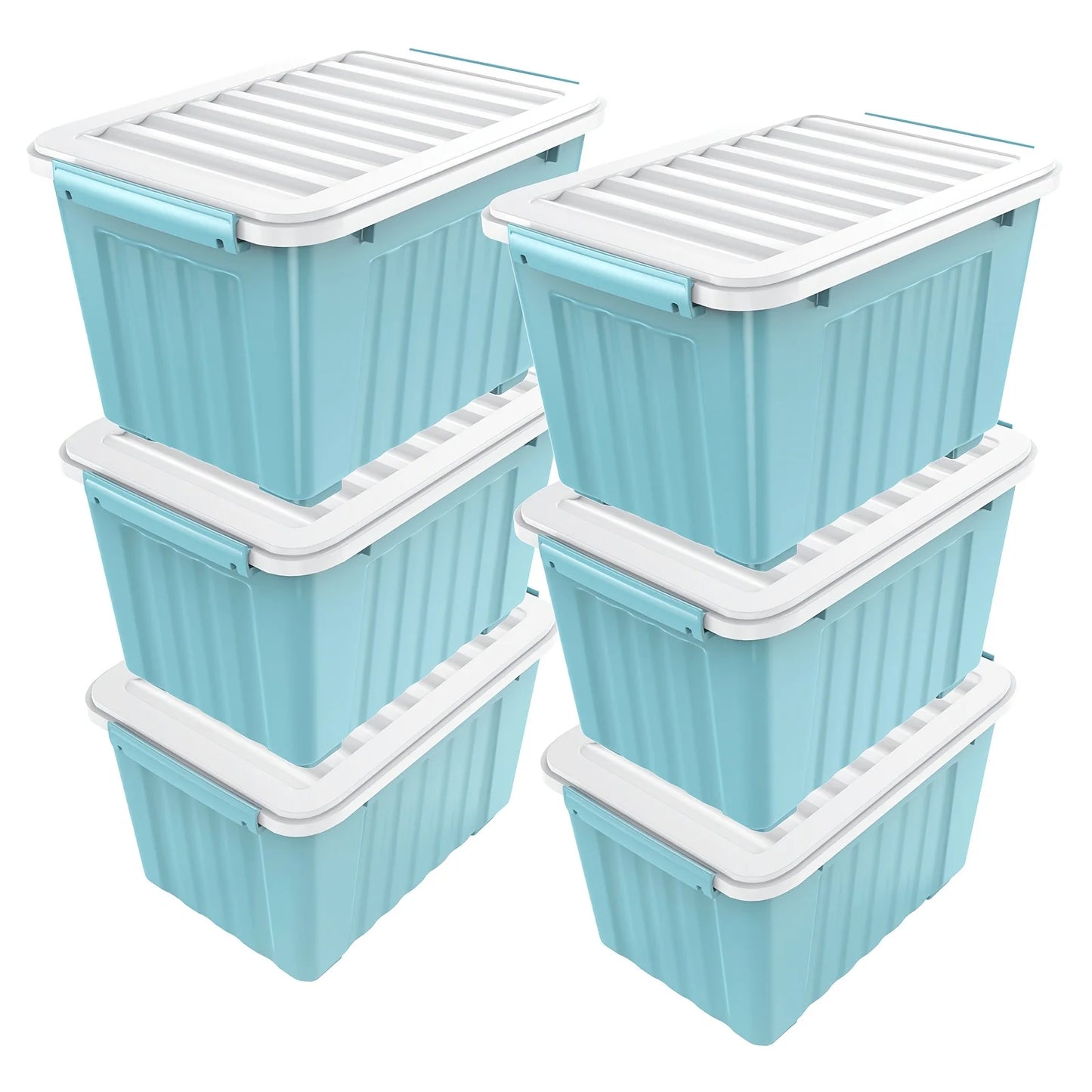 4/6 Pack of Storage Boxes with Lids And Wheels, 72 And 97 Quarts Capacity, Ideal for Storing Various Household Items, Stackable, Available in Three Colors from PriceLows™