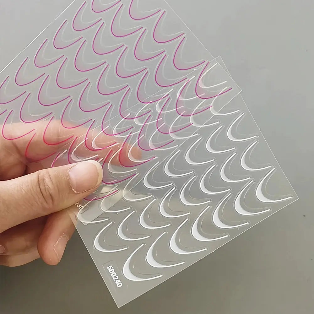 2Sheets French Gradient Line Nail Art Stickers 3D Self-Adhesive White+Black Slider Design Stencil Manicure Guides DIY Nail Decor from PriceLows™
